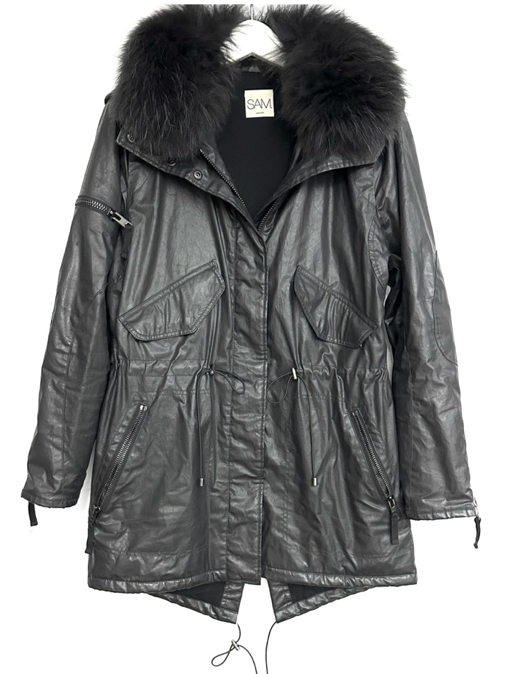 SAM. NEW YORK Parka Coated canvas with real fur trim hood